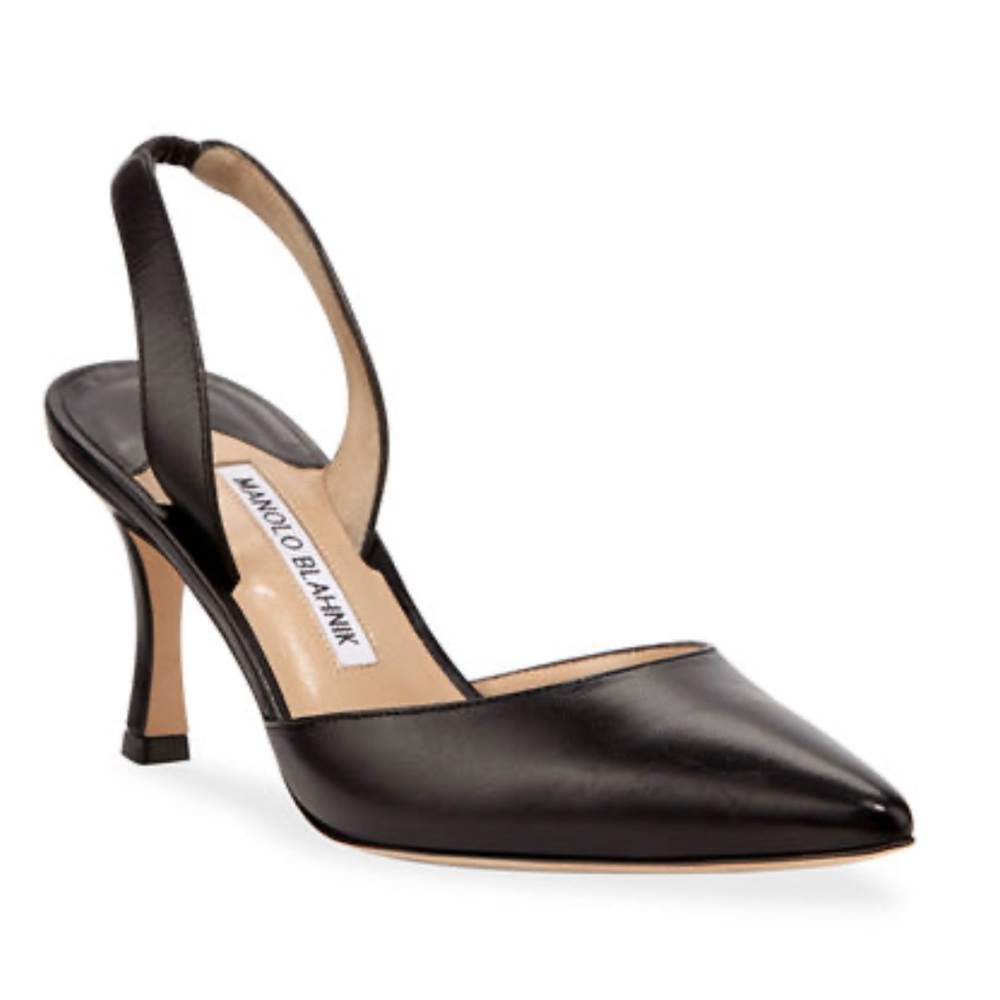 Manolo Blahnik Black Sling-back Heels